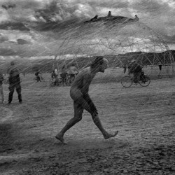 USA. Nevada. Black Rock City. Burning Man Festival. Improvised shower. 2000