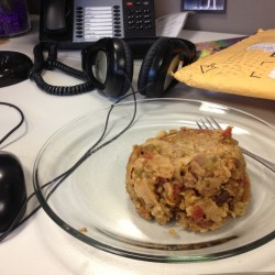 "Apparently this was going to be soup, but somewhere between home and the office, things happened to the chemical makeup of the dish."