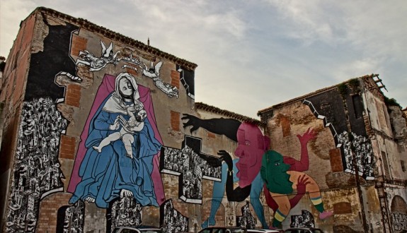 Holy Mother and Child with-upside down Heads, 2008, Ozmo, Ancona
